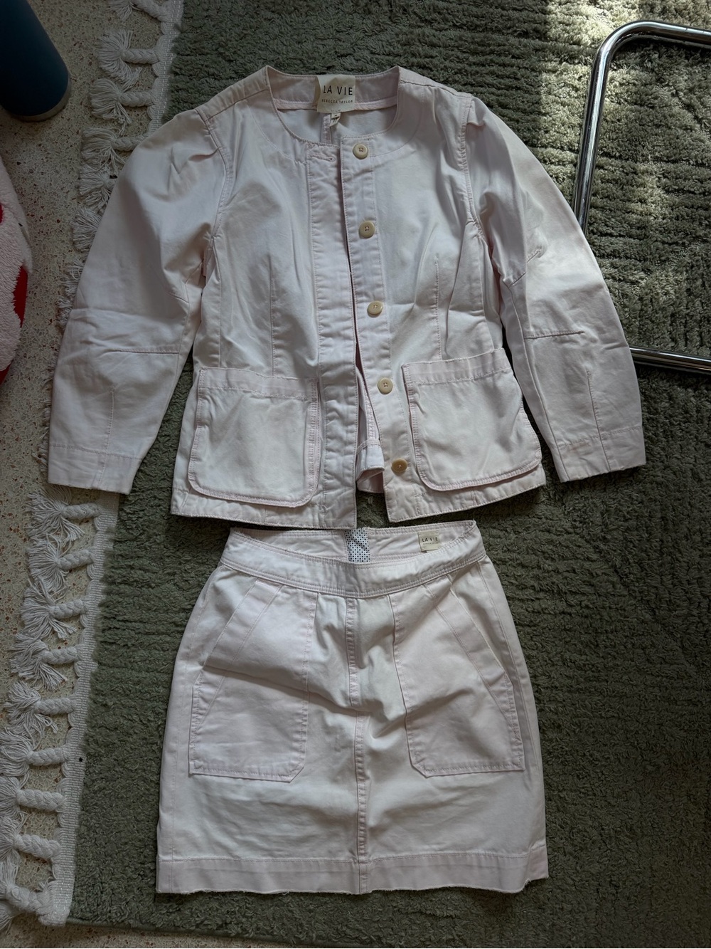 La Vie Light Pink Cotton Mini Skirt and Jacket 100% cotton